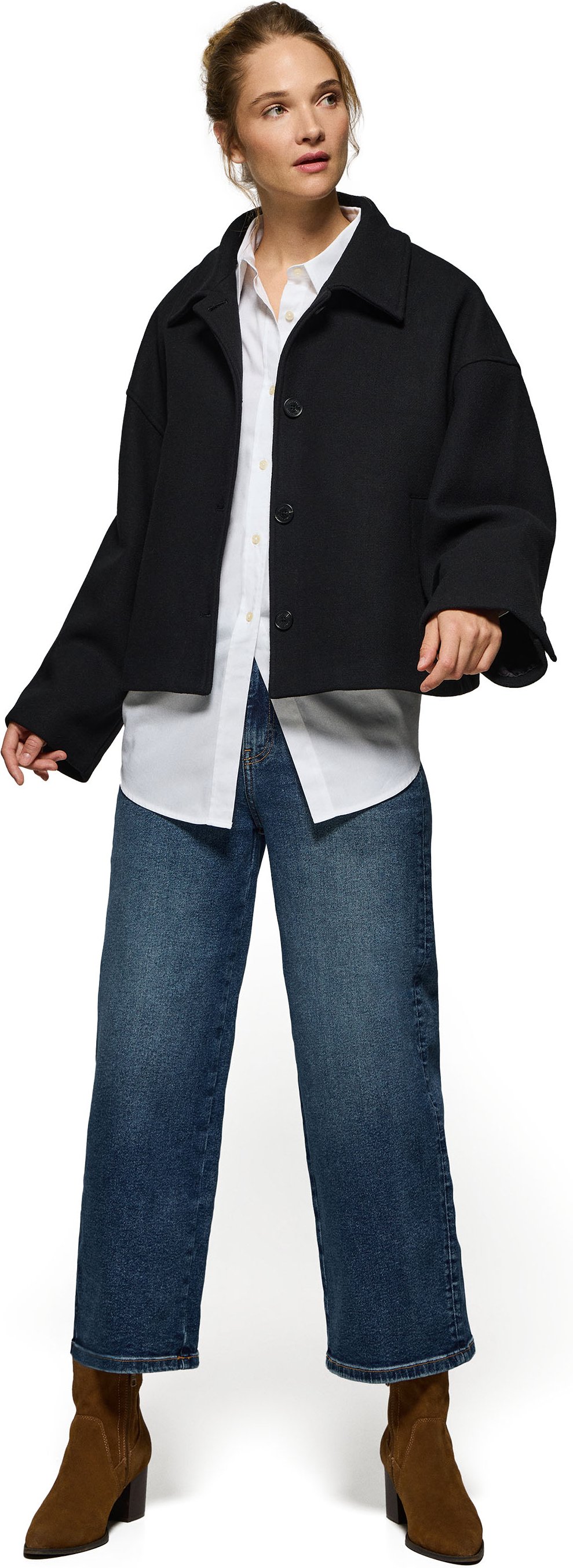 Kurze geknöpfte Jacke Lita schwarz mit Polo Club Details