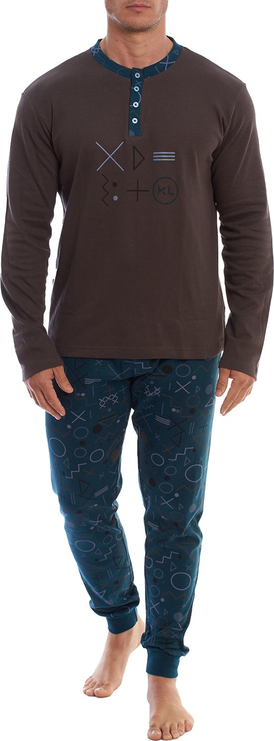 KLP4 Herren-Winterpyjama mit langen Ärmeln