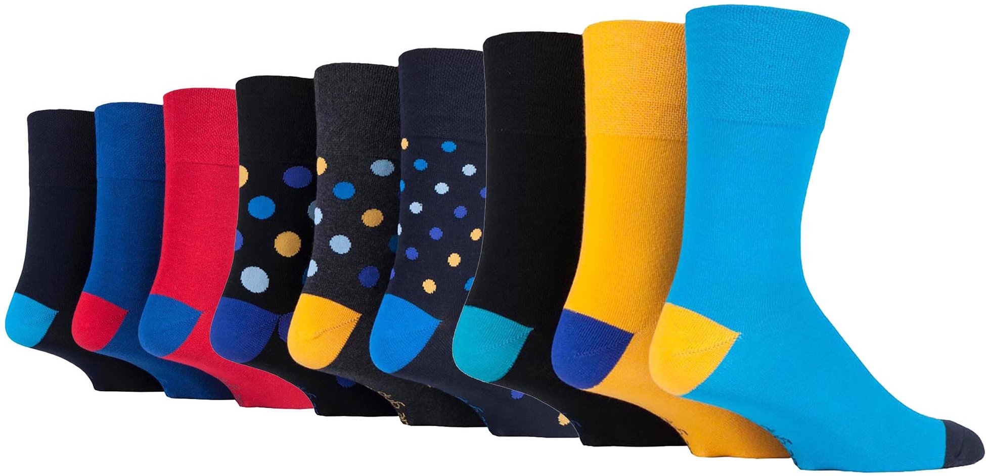 Thumbnail - Gentle Grip - 9 Paar nicht elastische Socken aus weicher Baumwolle mit losem Oberteil - Colourburst Mix 1