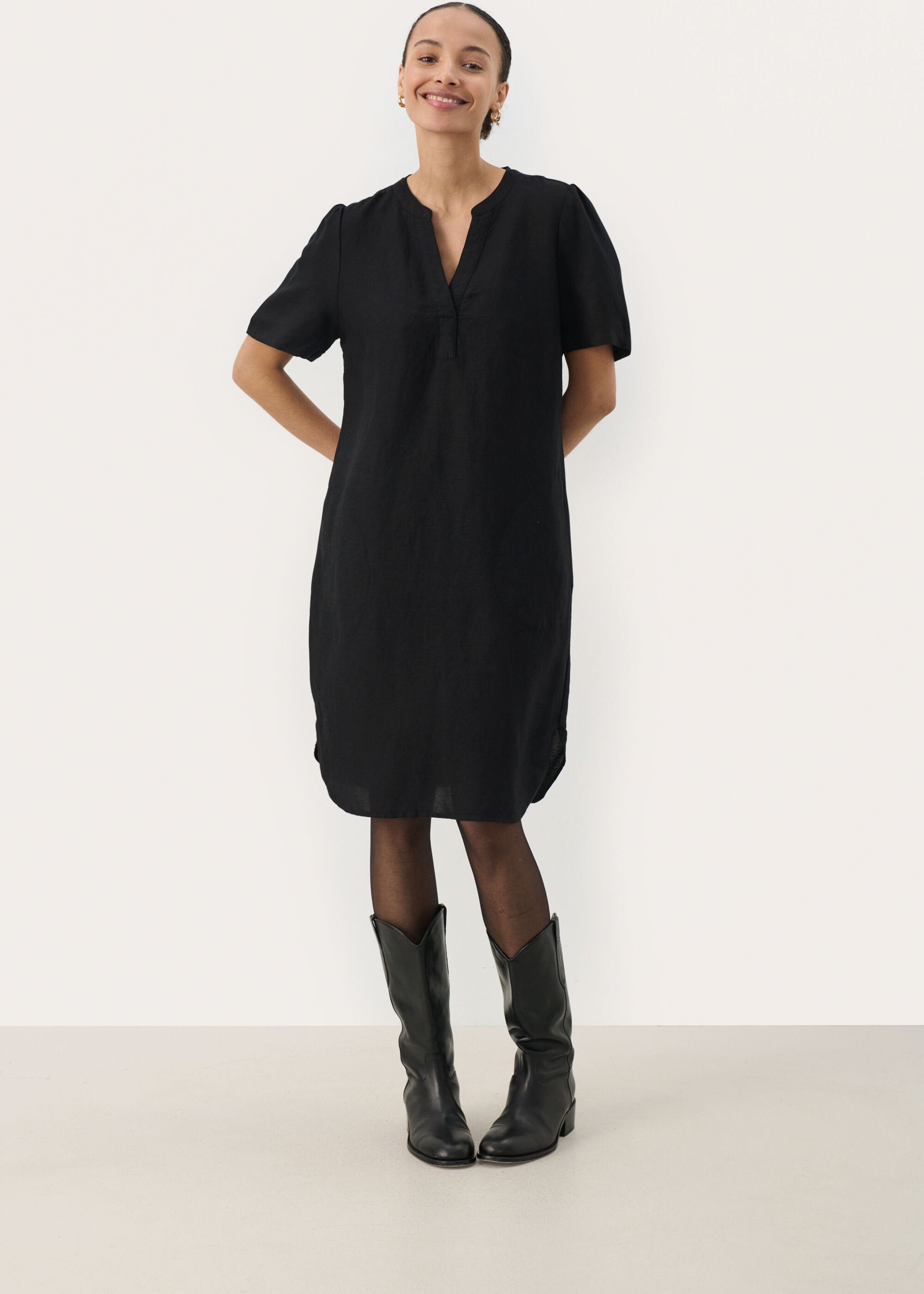 Kleid Gerade Passform black