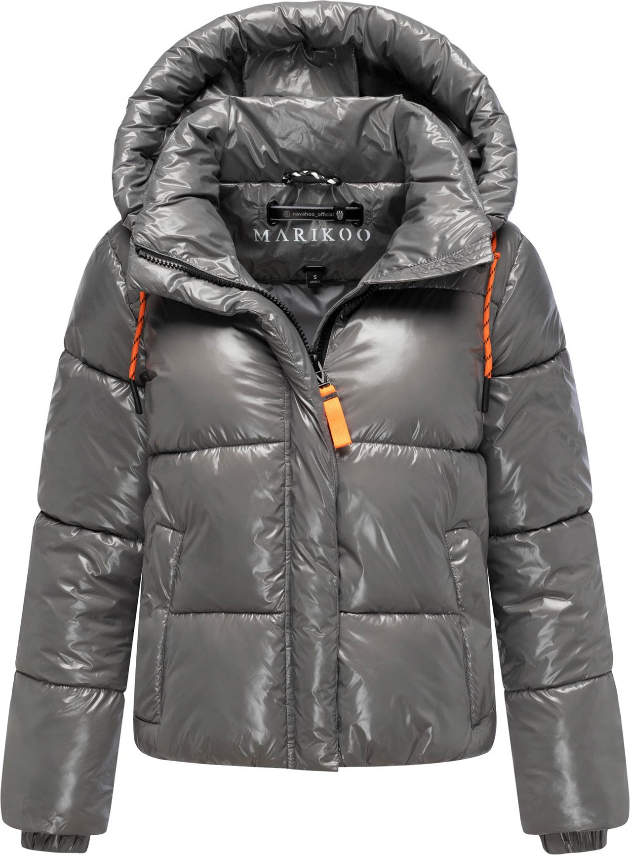 Marikoo Damen Winter Steppjacke Skyraa mit Kapuze & glänzendem Design
