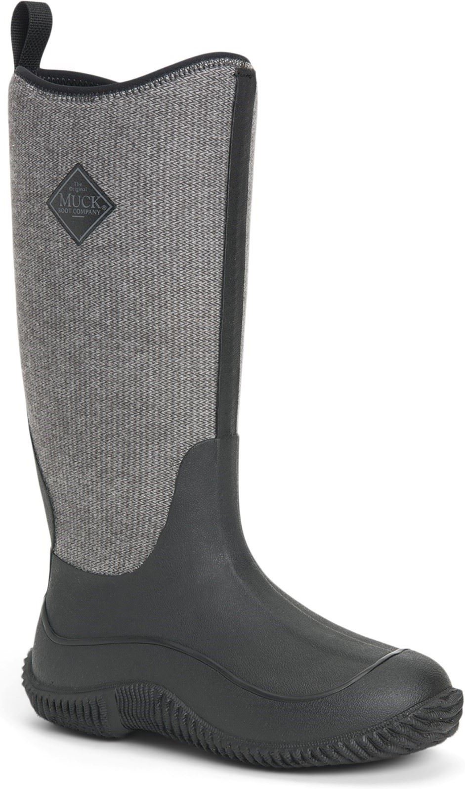 Muck Boots Hale Gummi Schwarz W/ Fuzzy Herringbone Wellington Stiefel