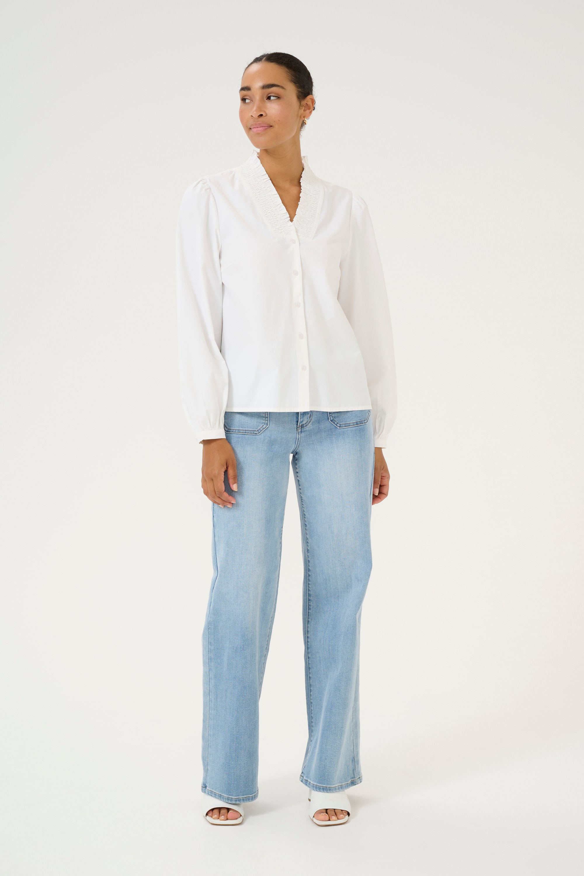 Langarm-Bluse Regular fit Chalk white