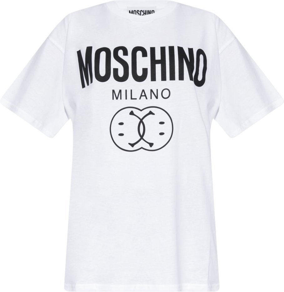 Moschino - Weißes Oversize-t-shirt Mit Doppel-smiley