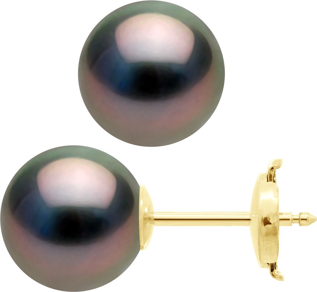 Ohrringe Gelbgold 375 - Echte Tahiti-Zuchtperlen rund 9-10 mm