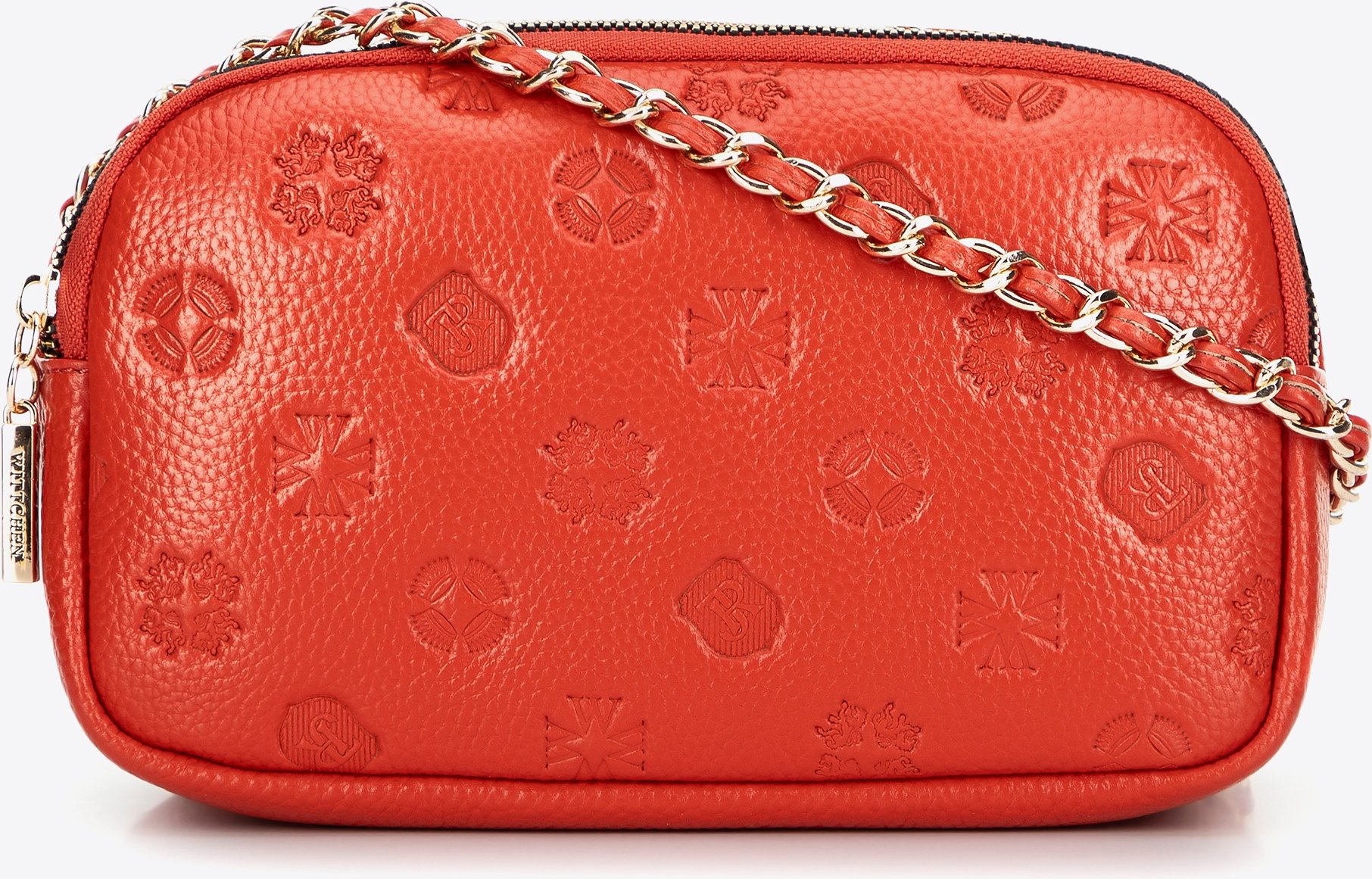 Wittchen Damen-Umhängetasche aus Leder mit Kette, Orange, Naturleder