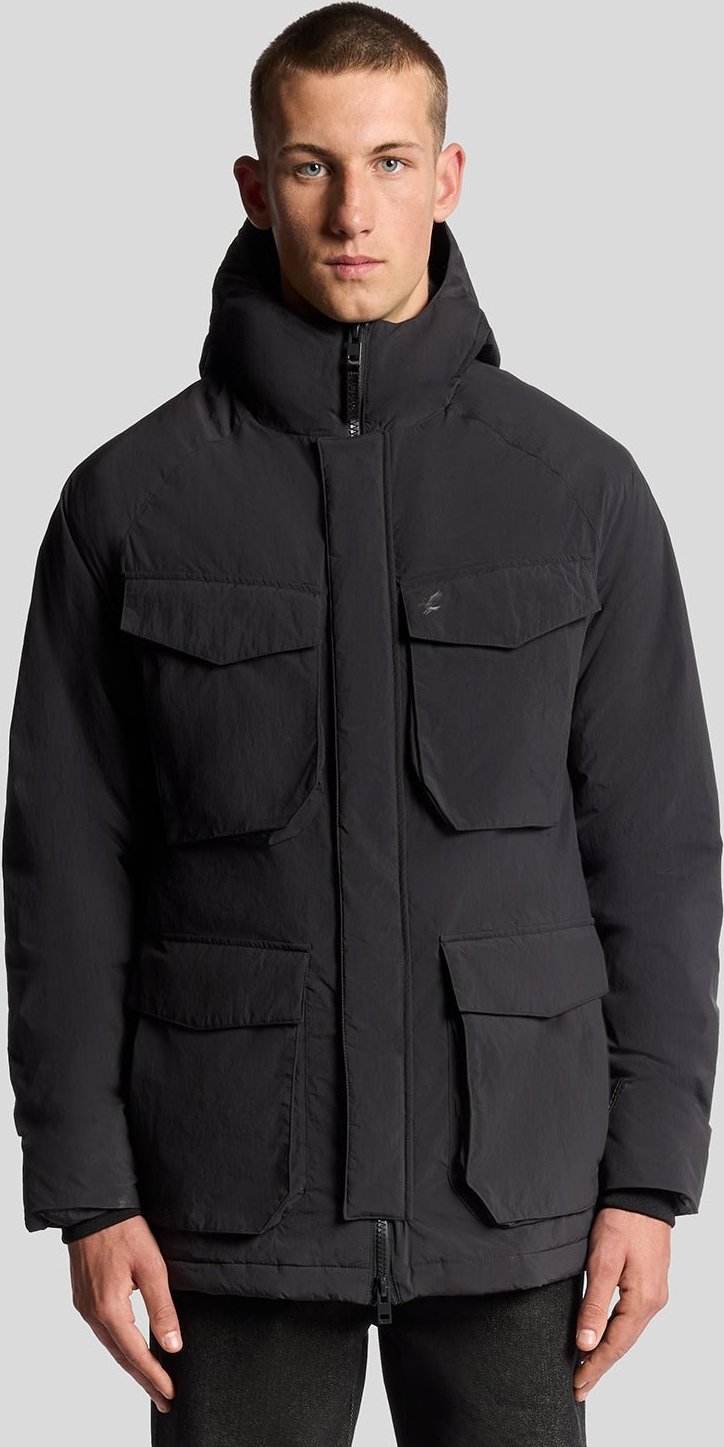 Lyle & Scott – Isolierter Parka im Militärstil – Schwarz