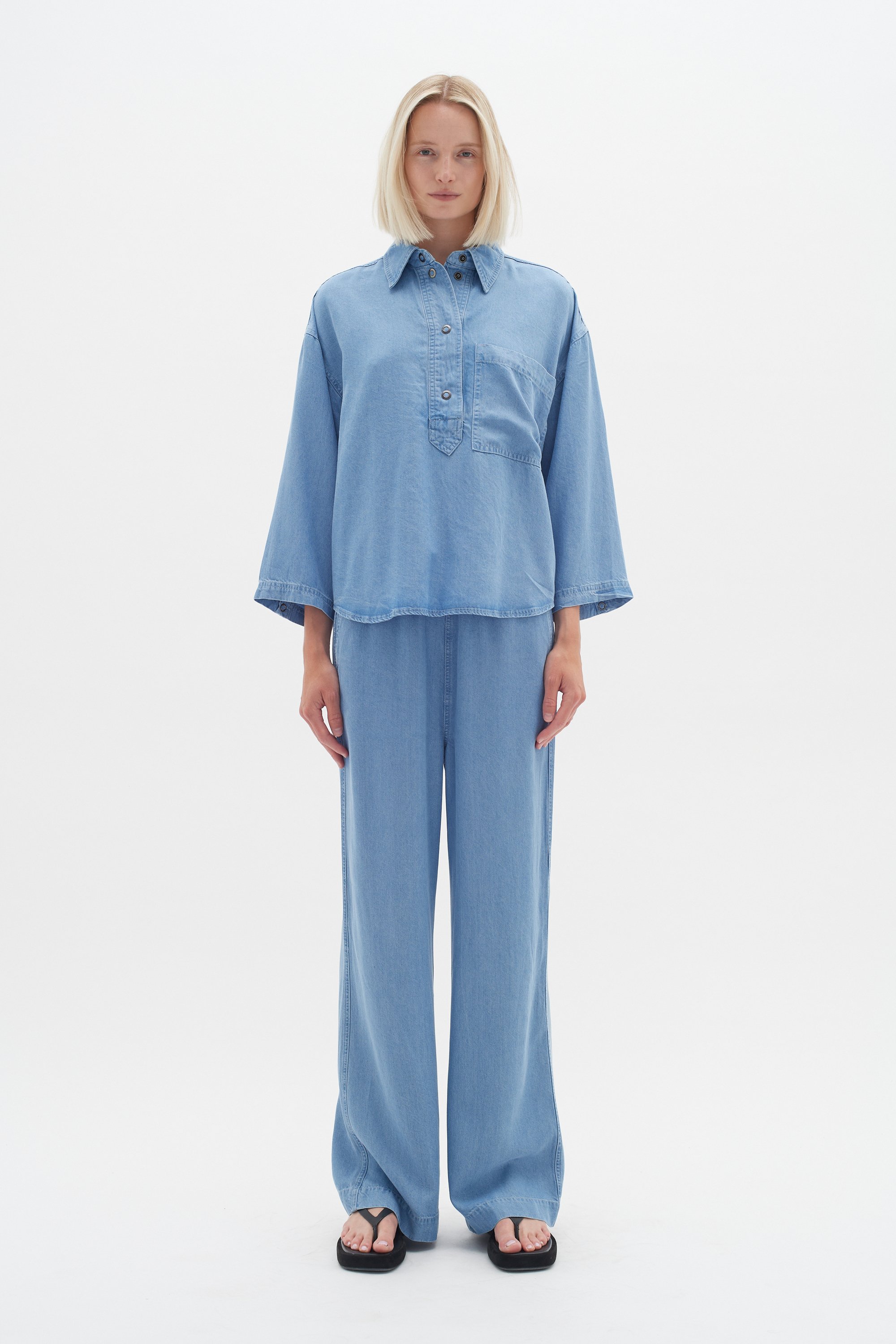 Thumbnail - Casual Hose Lockere Passform Light Blue denim