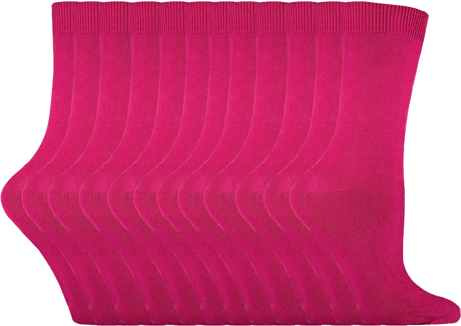 Einfarbige Damensocken mit hohem Baumwollanteil | 12 Paar Multipack | Socken-Snob | Dünne, bequeme, farbenfrohe Crew-Söc...