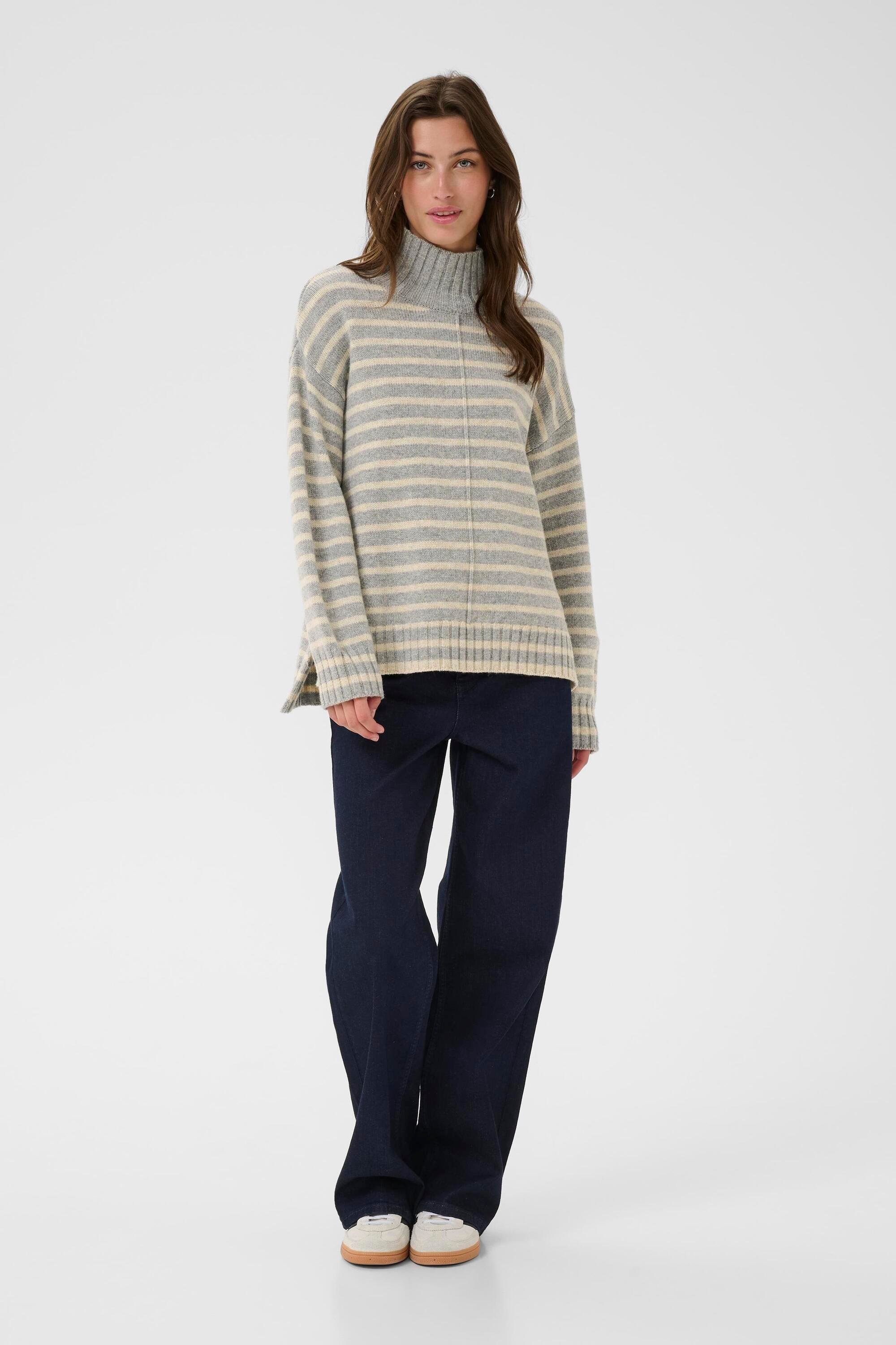 Thumbnail - Strickpullover LilyePW Relaxed fit grey white
