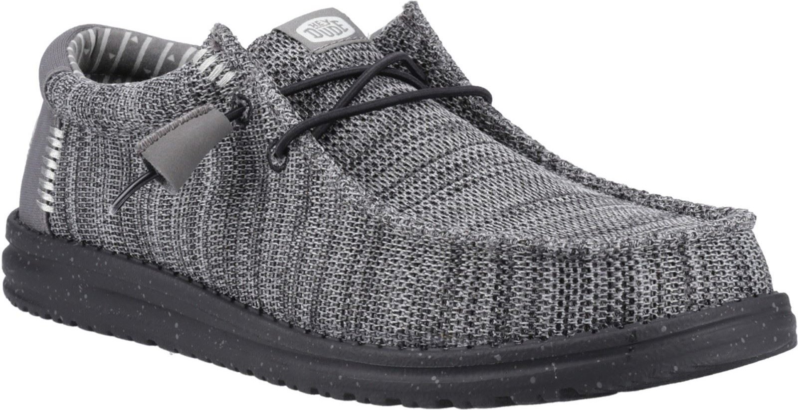 HEYDUDE Wally Stretch Mesh Polyester Herren Mokassin Schuhe in Granitgrau/Schwarz