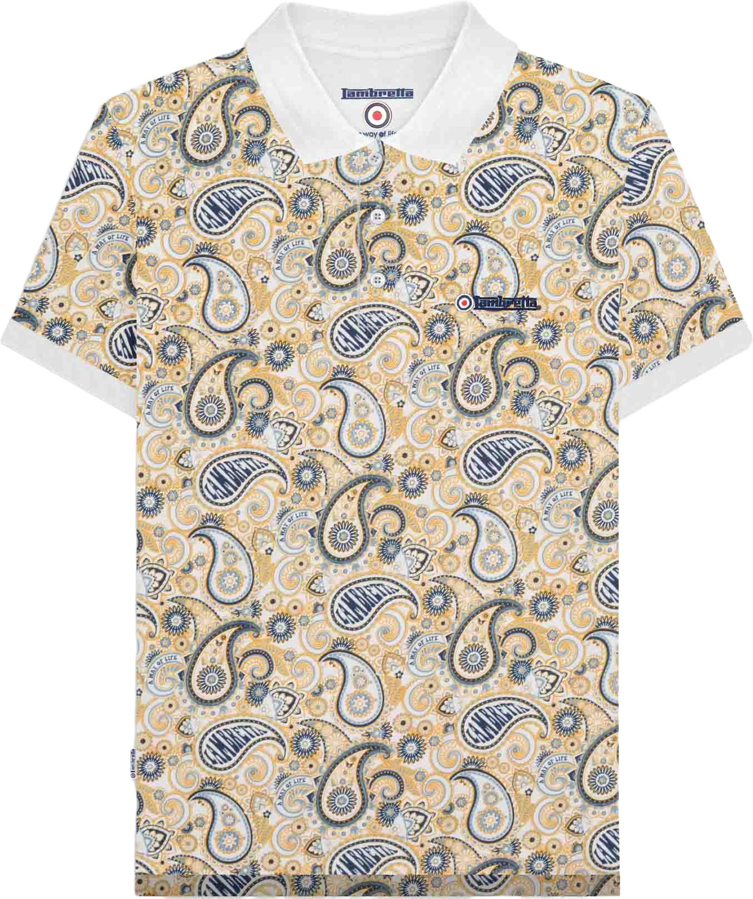 Lambretta - "SS25" Poloshirt Mit Markenzeichen für Herren (Weiß/Marineblau)