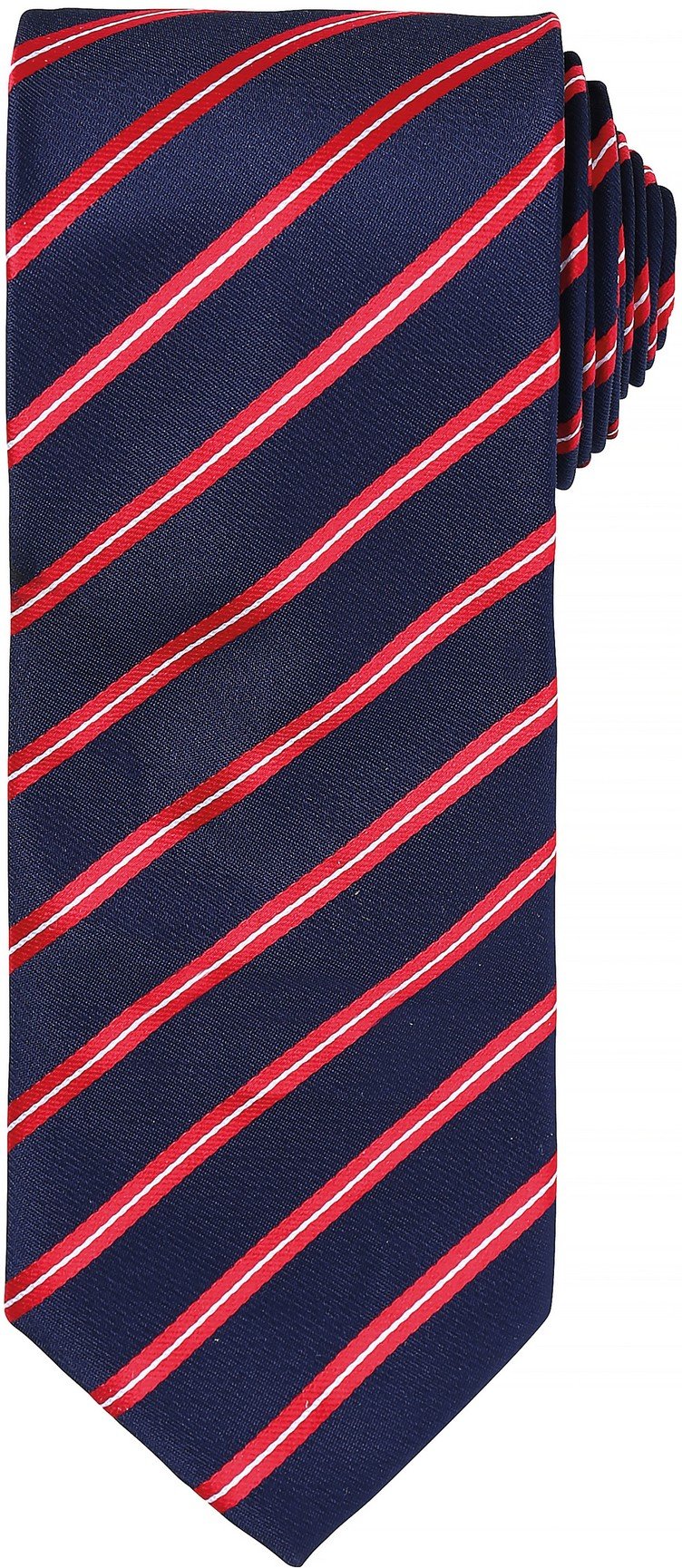 Thumbnail - Premier Mens Sports Streifenmuster Formal Arbeit Krawatte (Marine/ Rot)