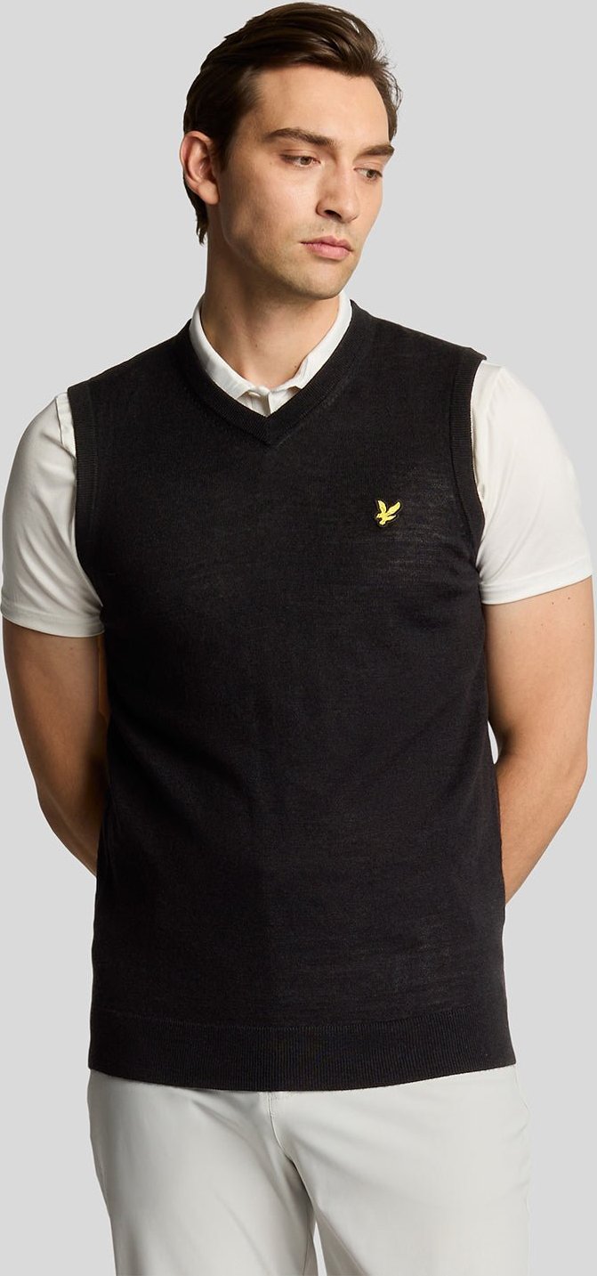 Thumbnail - Lyle & Scott Golf Weste aus Wollmischung – Schwarz