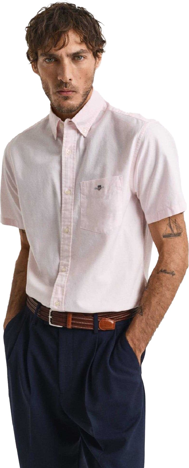 Gant - Hemd für Herren, Regulär, kurzärmlig (Pink)