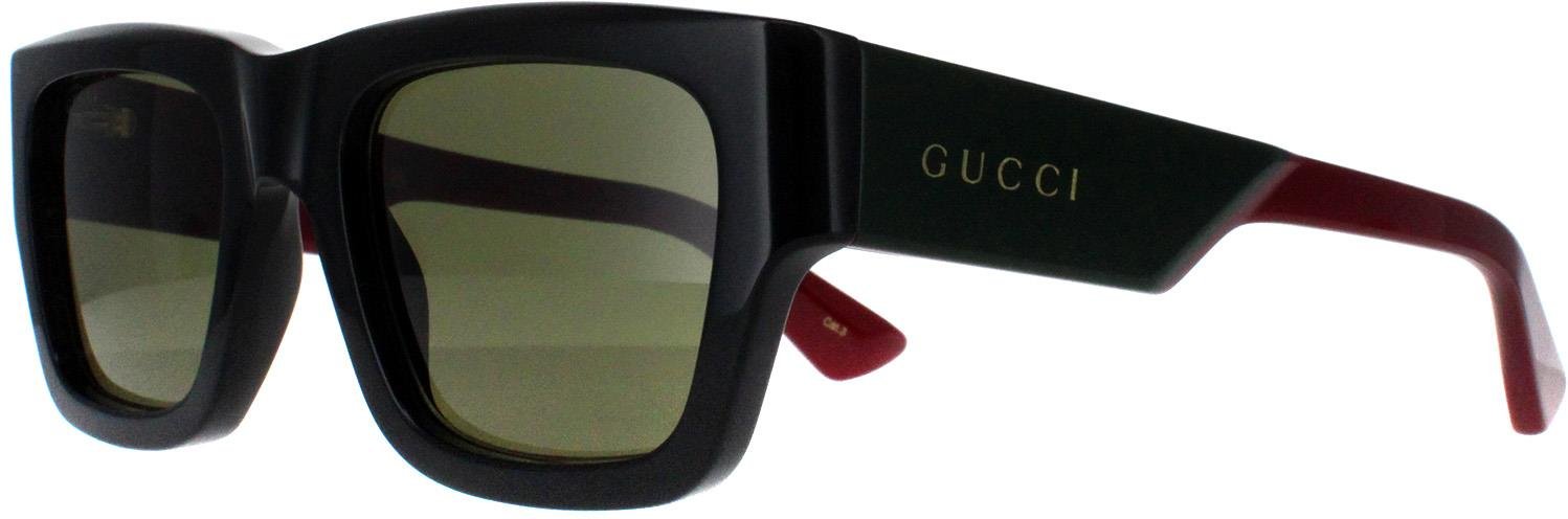 Gucci Square Herren Schwarz mit Grün und Rot Grün GG1668S