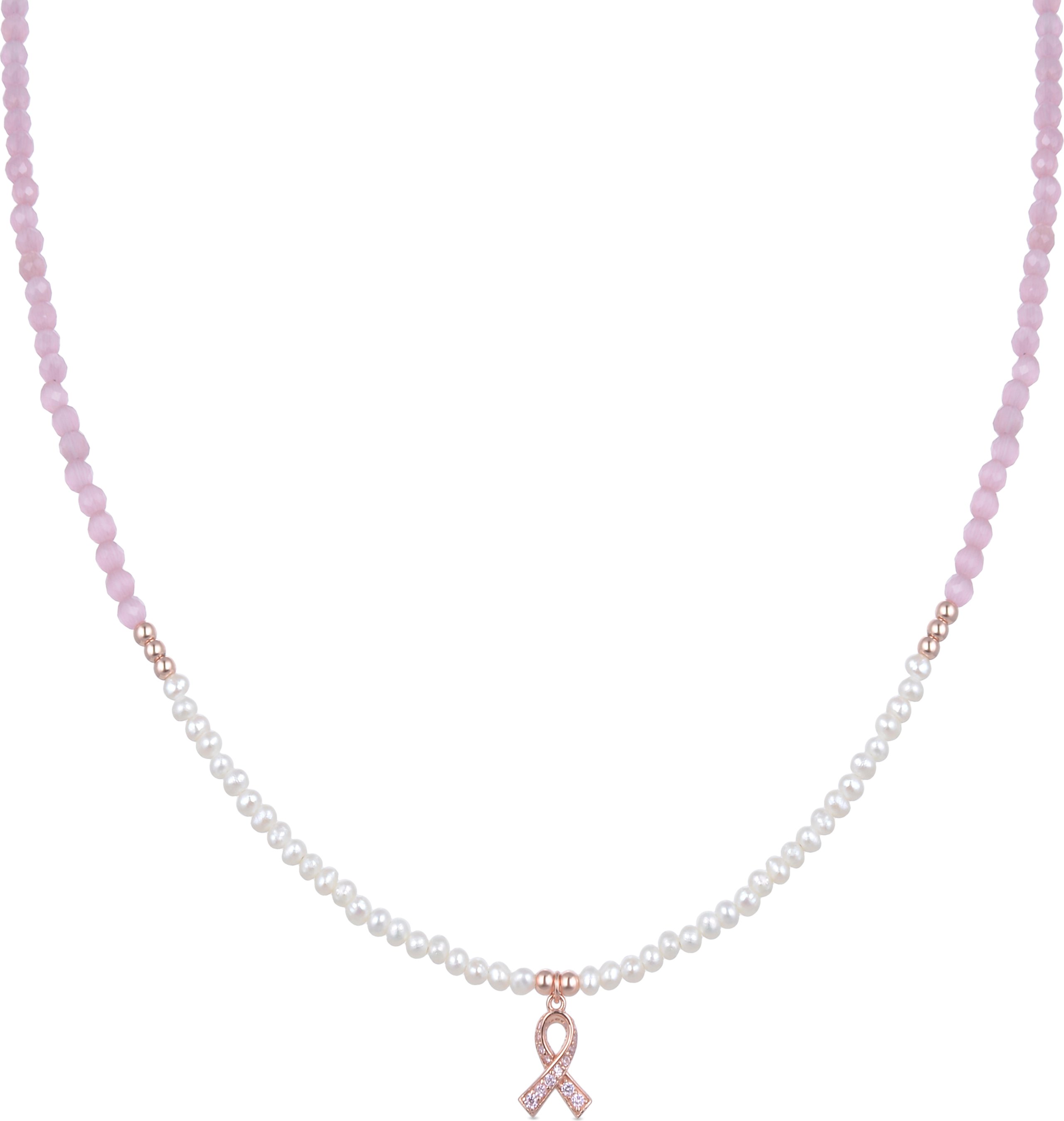 Luxenter Sterling Silber 925 Halskette mit 18K rose vergoldeter weißer Perle - Kael