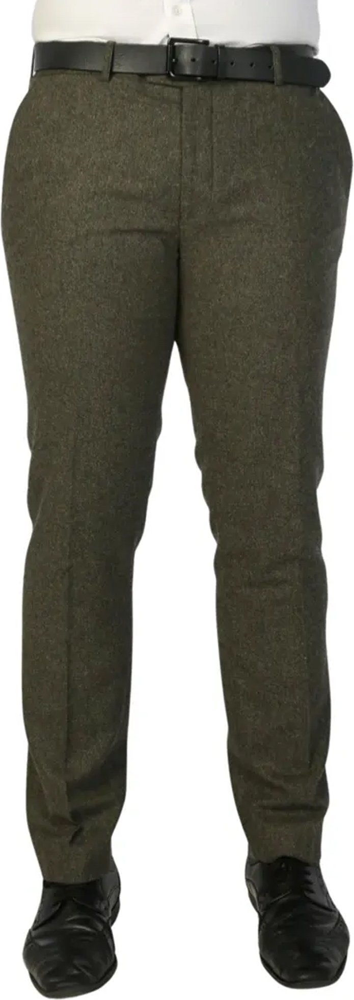 Thumbnail - Olivgrüne Herrenhose aus Wollmischung und Tweed