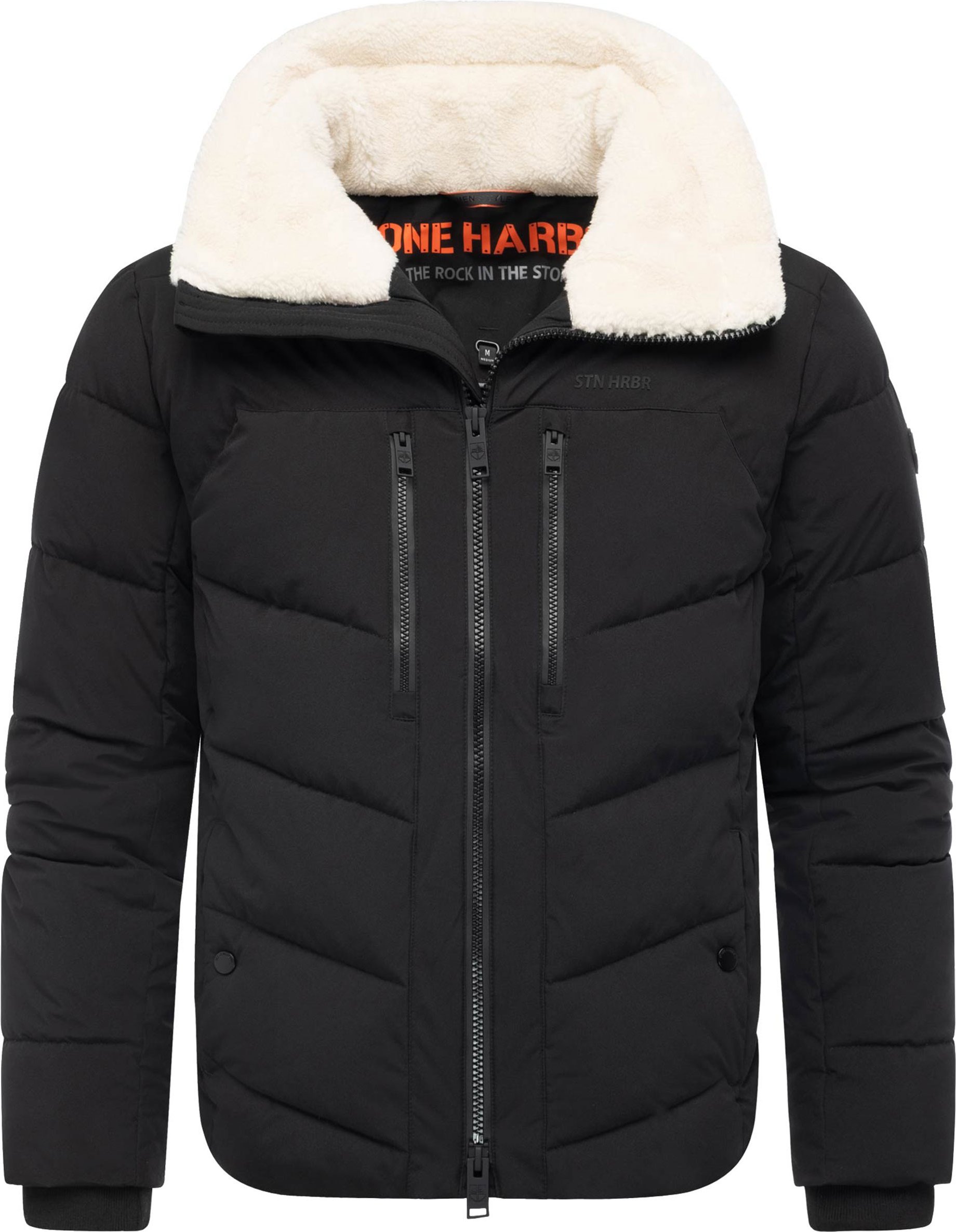 Stone Harbour Herren Steppjacke Ansello mit Teddyfleece-Kragen & Fleecefutter