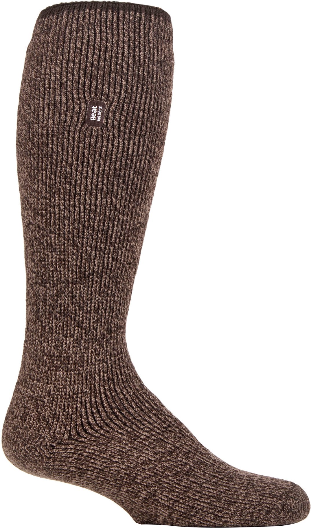 Heat Holders - Mens Long Leg Outdoor Merino Wool Thermal Socks with Reinforced Heel and Toe for Winter - Brown
