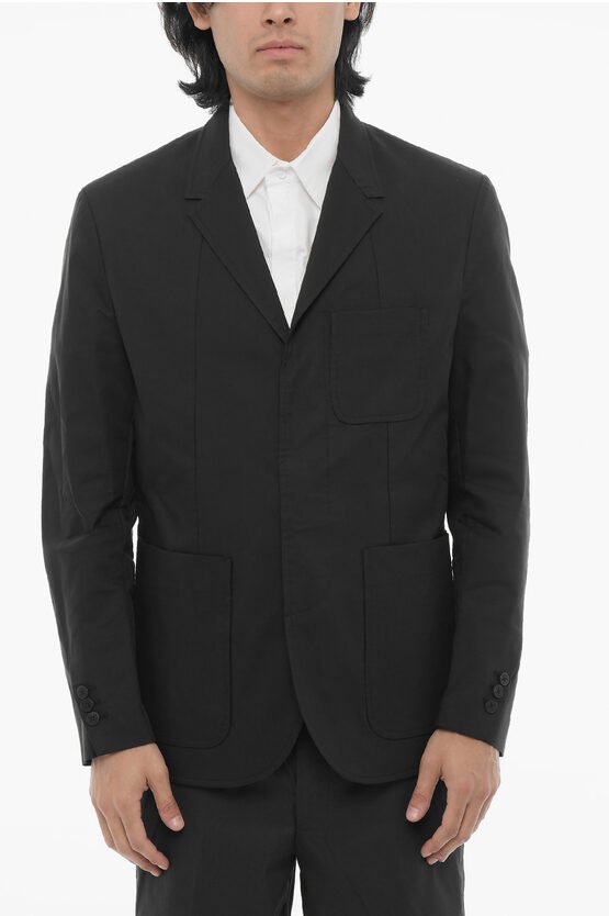 Ungefütterter Slim Fit Blazer mit aufgesetzten Taschen in Schwarz