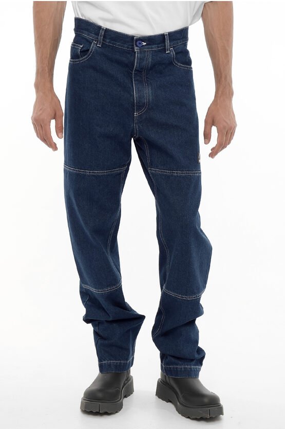 Gerade geschnittene Jeans mit sichtbaren Nähten, 21 cm, in Blau