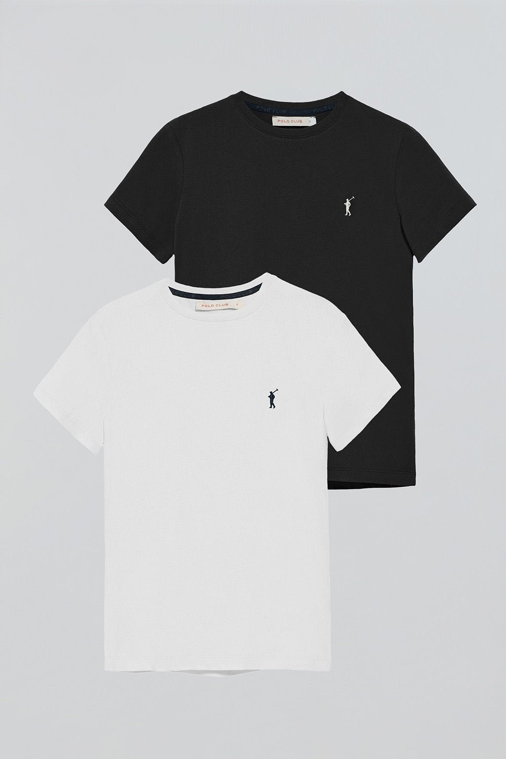 Pack mit zwei kurzärmligen T-Shirts schwarz und weiß mit Rigby Go Stickerei