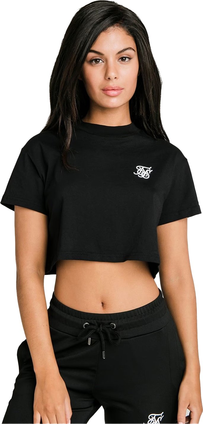 SikSilk - "Essentials" T-Shirt kurz geschnitten für Damen (Schwarz)
