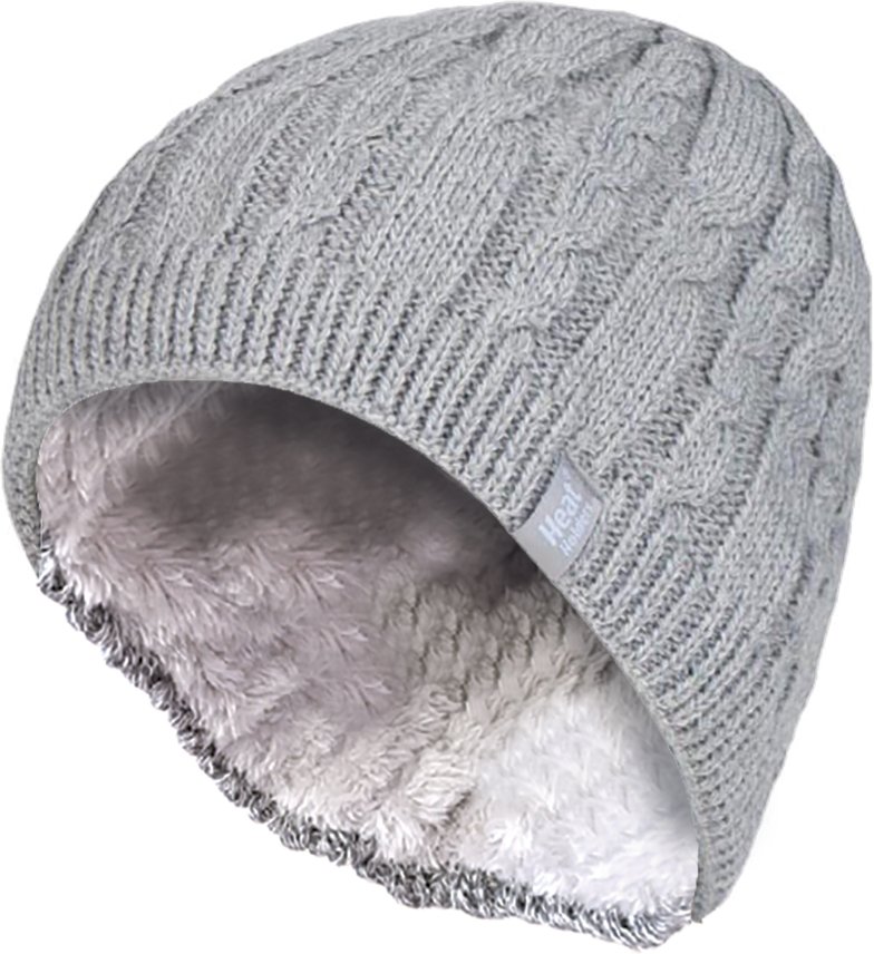 Damen gerippt Kabel stricken Fleece gefüttert Thermal gestrickt Beanie Hut