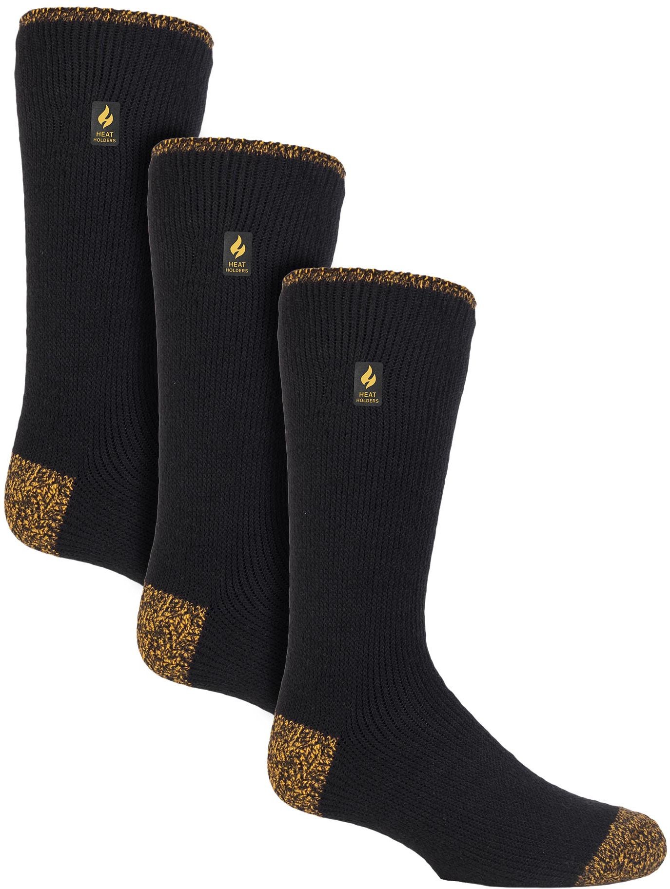 3 Paar Multipack Mens Long Thermal Work Socks | Heat Holders | Thick Knee High Heavy Duty Boot Socks - Black