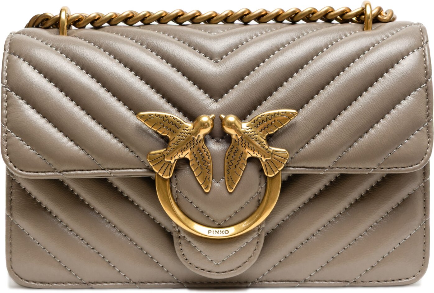 Graue Leder Love One Mini Schultertasche