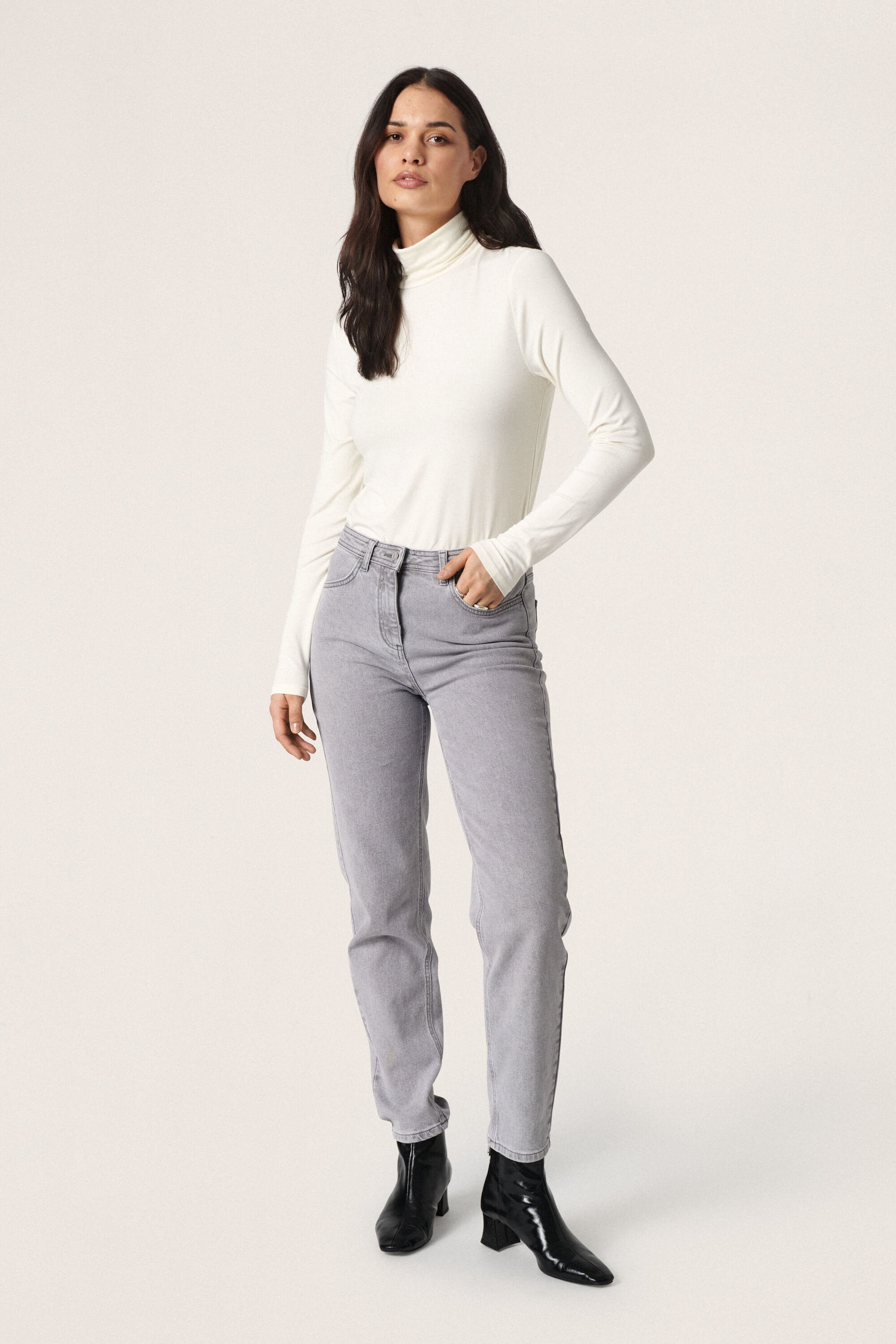 Langarm-Shirt Gerade Passform white