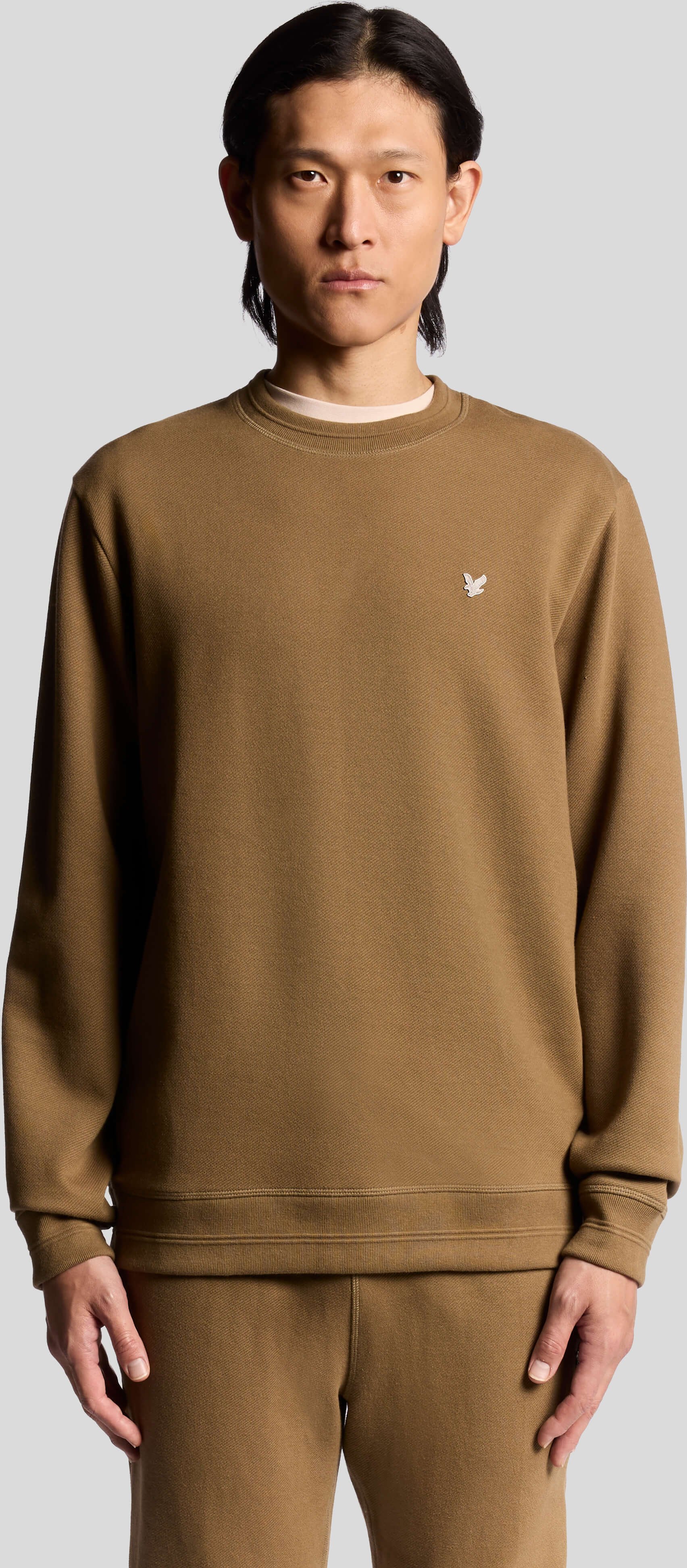 Lyle & Scott – Sweatshirt mit Rundhalsausschnitt und diagonalem Webmuster – Grün