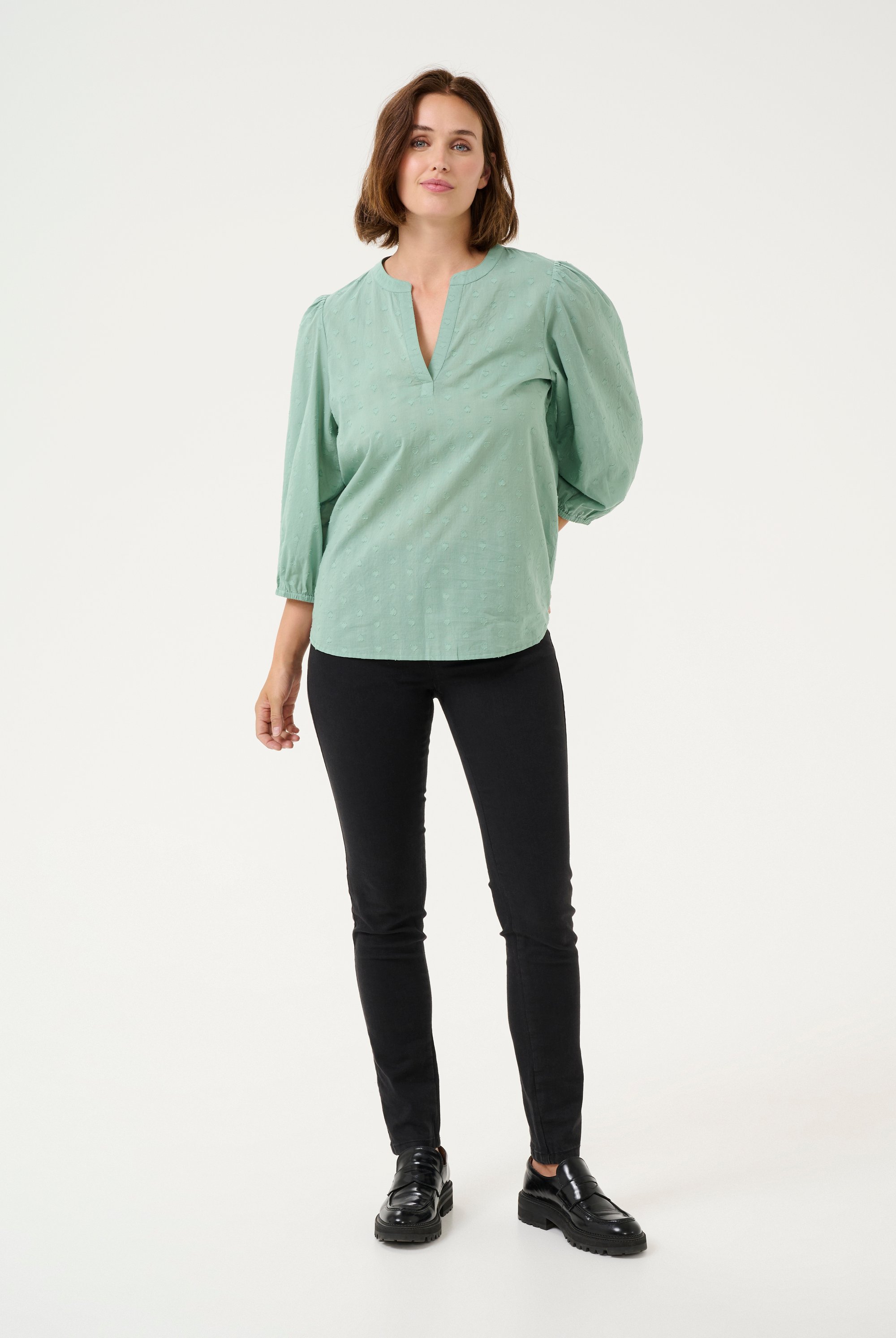 Langarm-Bluse Regular fit Granite Green