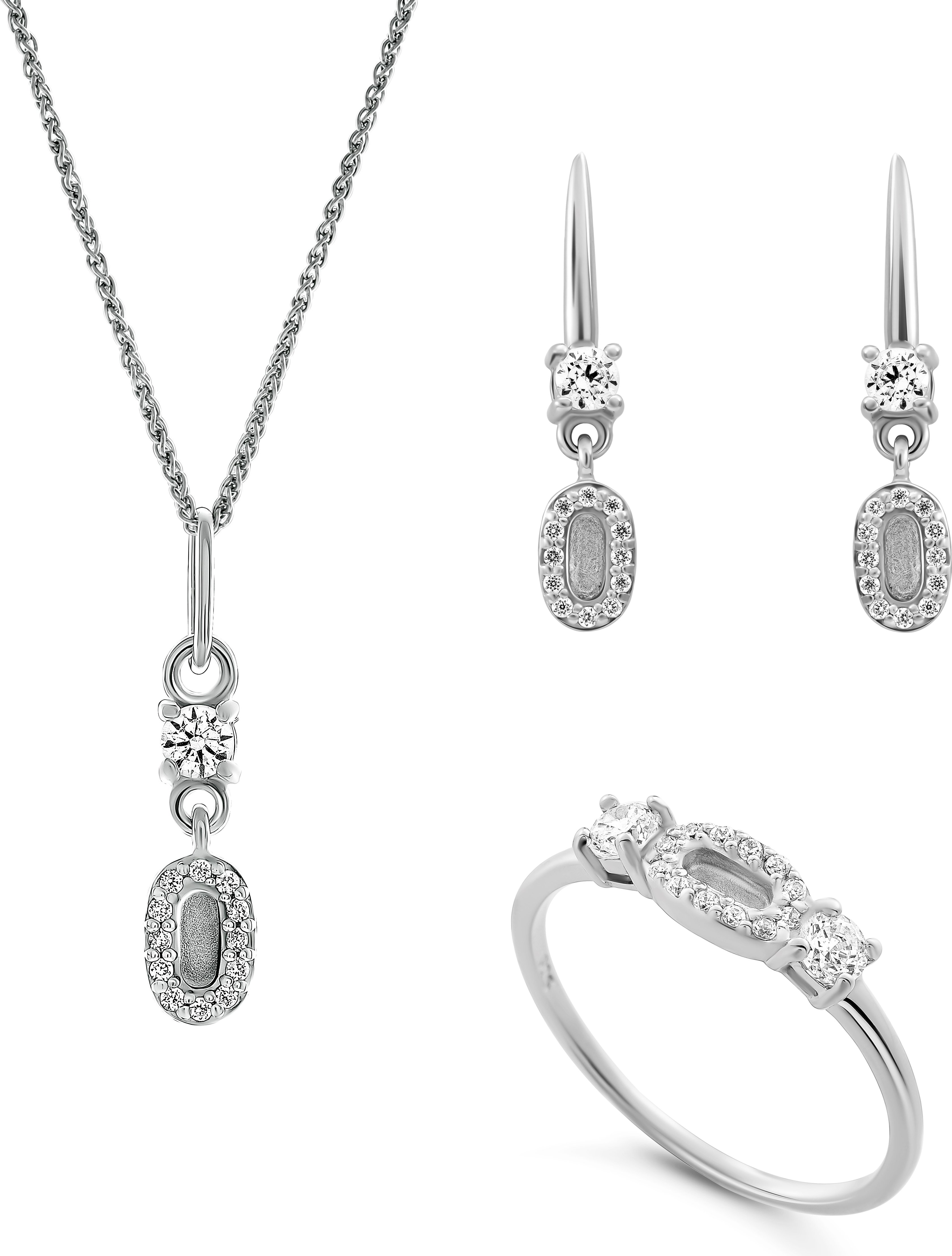 Orphelia 'Lily' Damen 925 Sterling Silber Set: Halskette + Ohrringe + Ring - Silber SET-7582