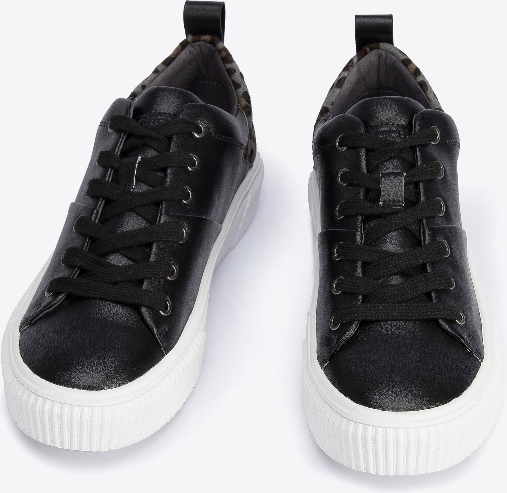 Wittchen Damen-Sneaker aus Leder mit Leopardenmuster, schwarzes Naturleder