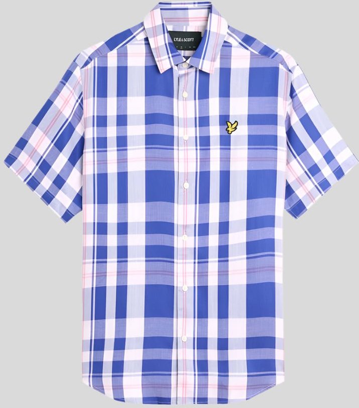 Thumbnail - Lyle & Scott Oversize-Kurzarmhemd mit Schottenkaro - Blau