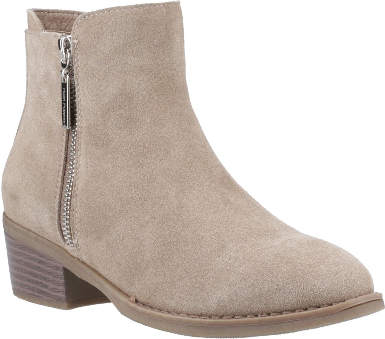 Thumbnail - Hush Puppies Ingrid Damen Wildleder Stiefeletten mit Absatz in Taupe