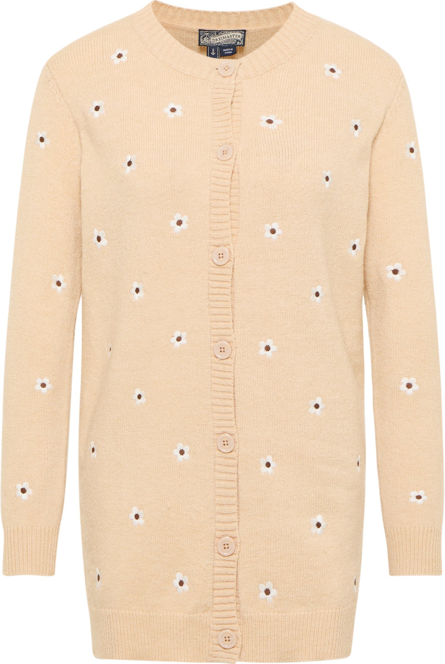 Thumbnail - Dreimaster Strickjacke mit Stickerei Damen Beige