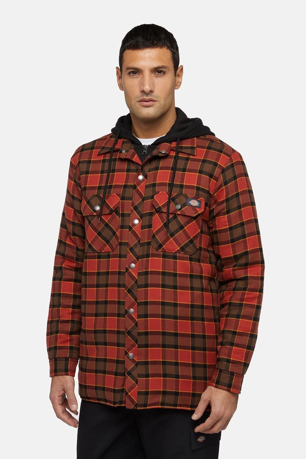 Dickies Fleece Kapuzen-Flanellhemd Herren Rotes Shirt-Jacke