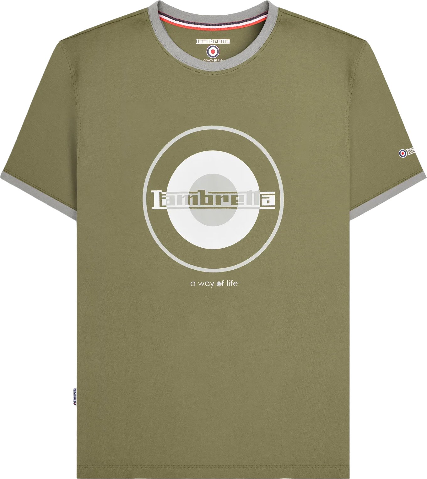 Lambretta - T-Shirt Ringer-Stil für Herren (Khakigrün/Grau)