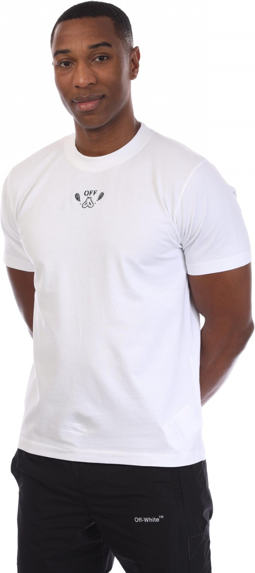 Off White - T-Shirt für Herren, Bandana, Schmal (Weiß/Schwarz)