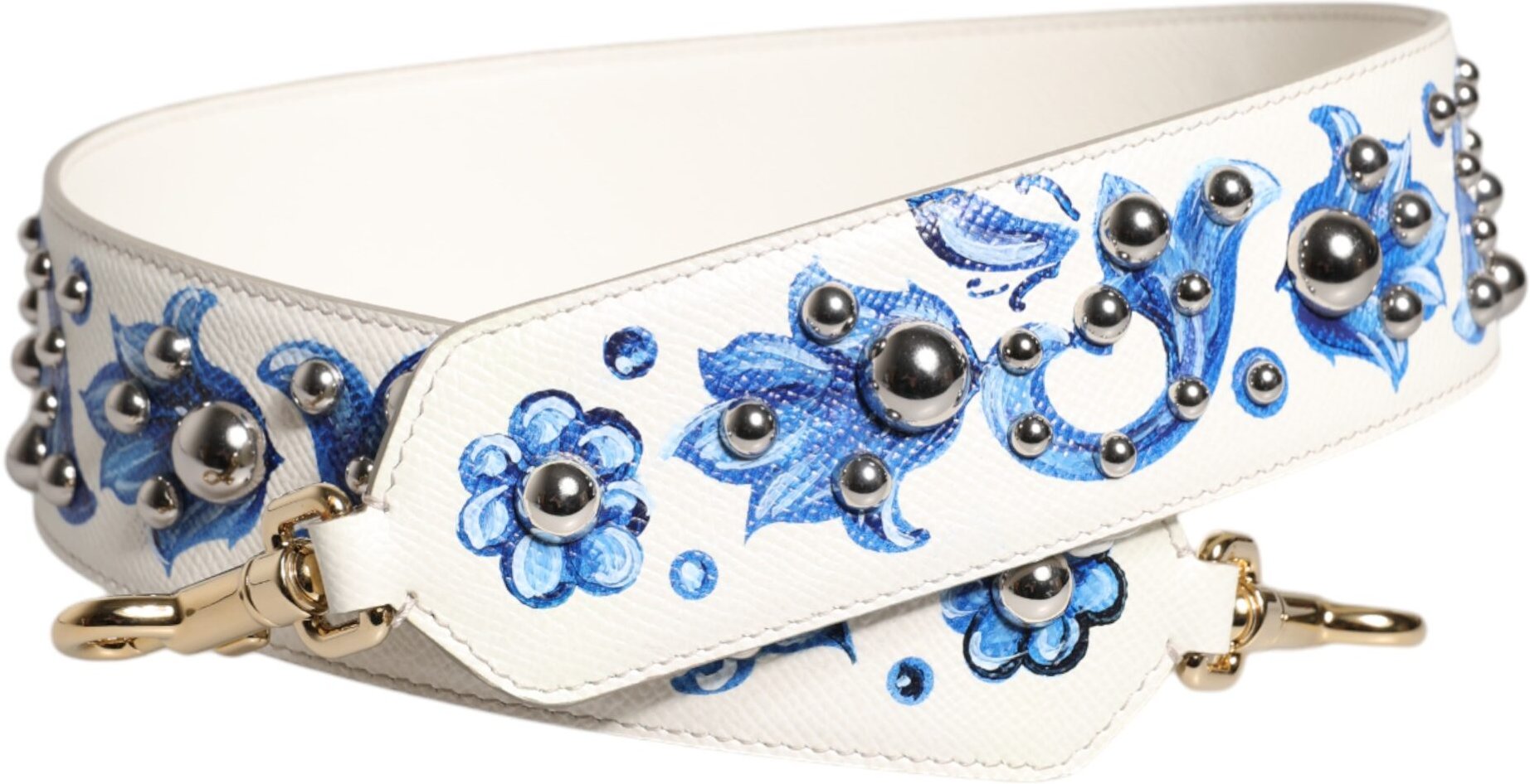 Weiß Blau Blütenleder Nieten Schultergurt