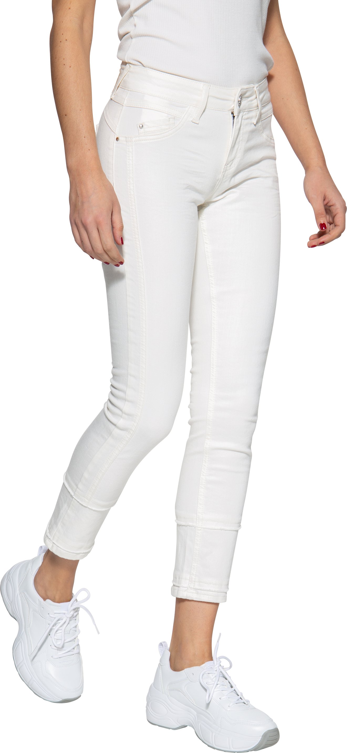 Amor, Truth & Trust Damen ATT JEANS Damen Basic Slim Fit Jeans mit Schmuckelementen und gekürzter Beinlänge Belinda weiß