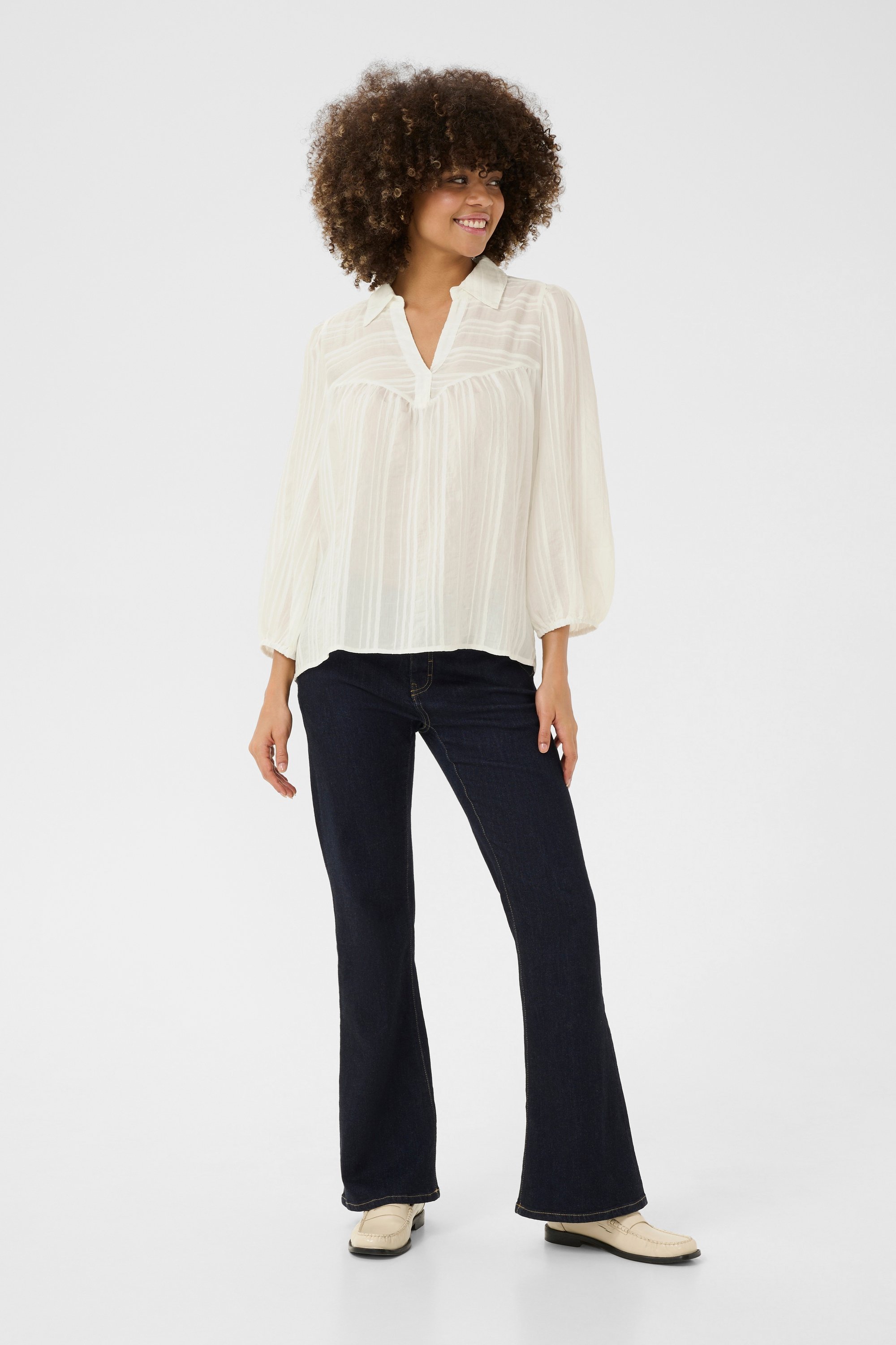 Langarm-Bluse Classic fit Whitecap white