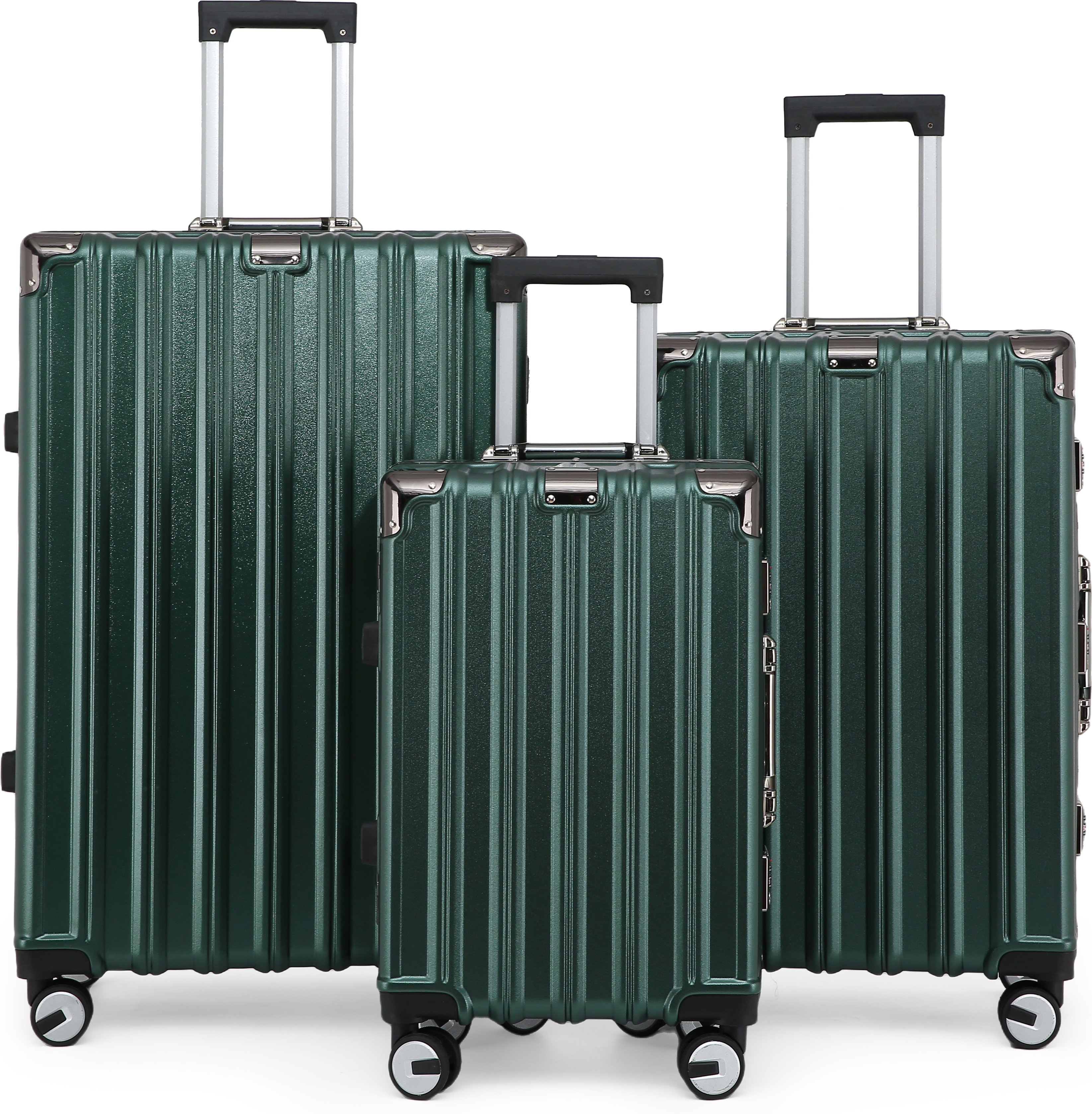 Hartschalenkoffer Grün Set Robustes 8-Rollen-Gepäck Kabinenkoffer
