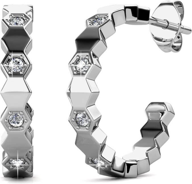 Gebogene Ohrringe - Silber und Kristall