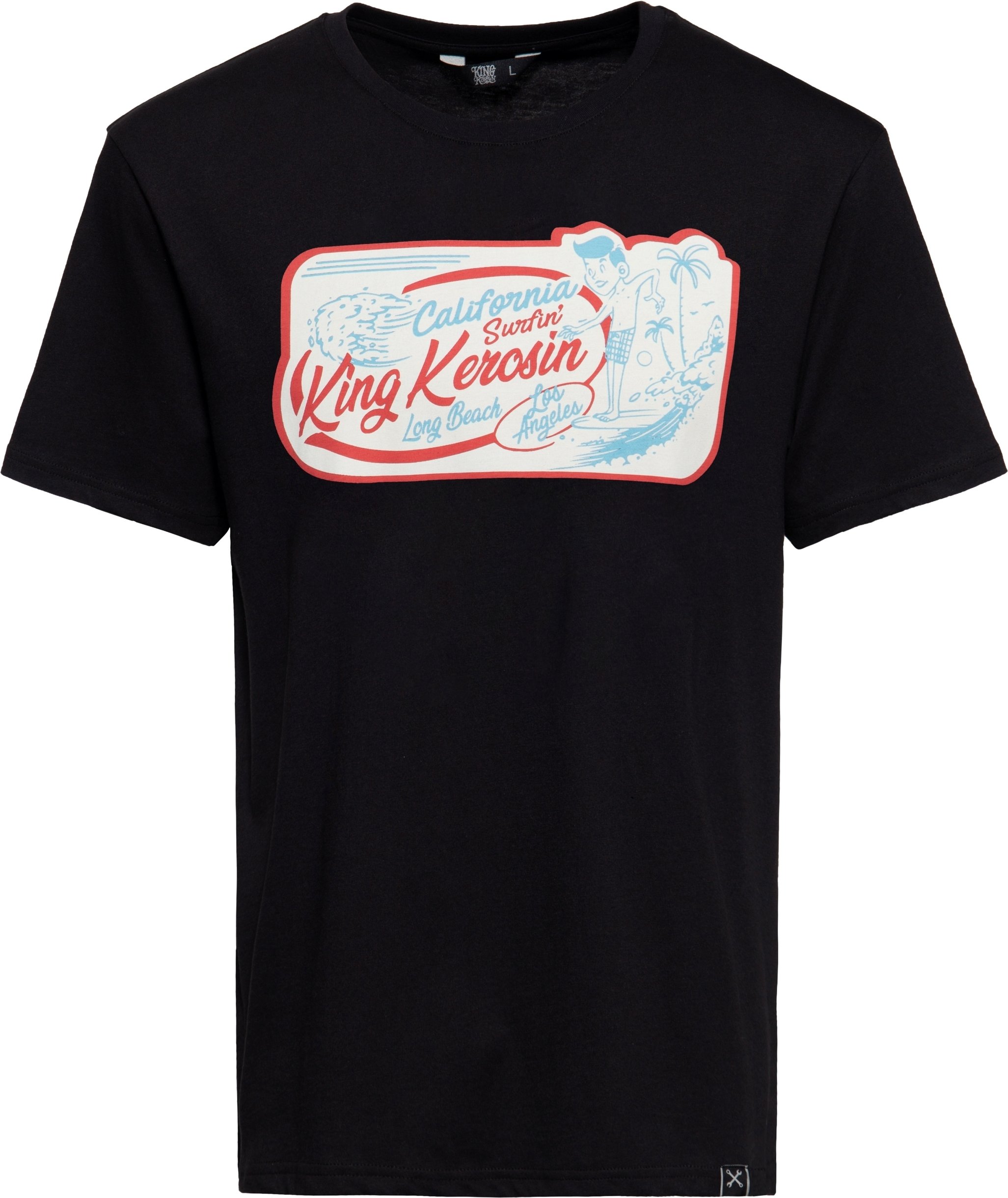 King Kerosin Herren Print T-Shirt California Surfin schwarz