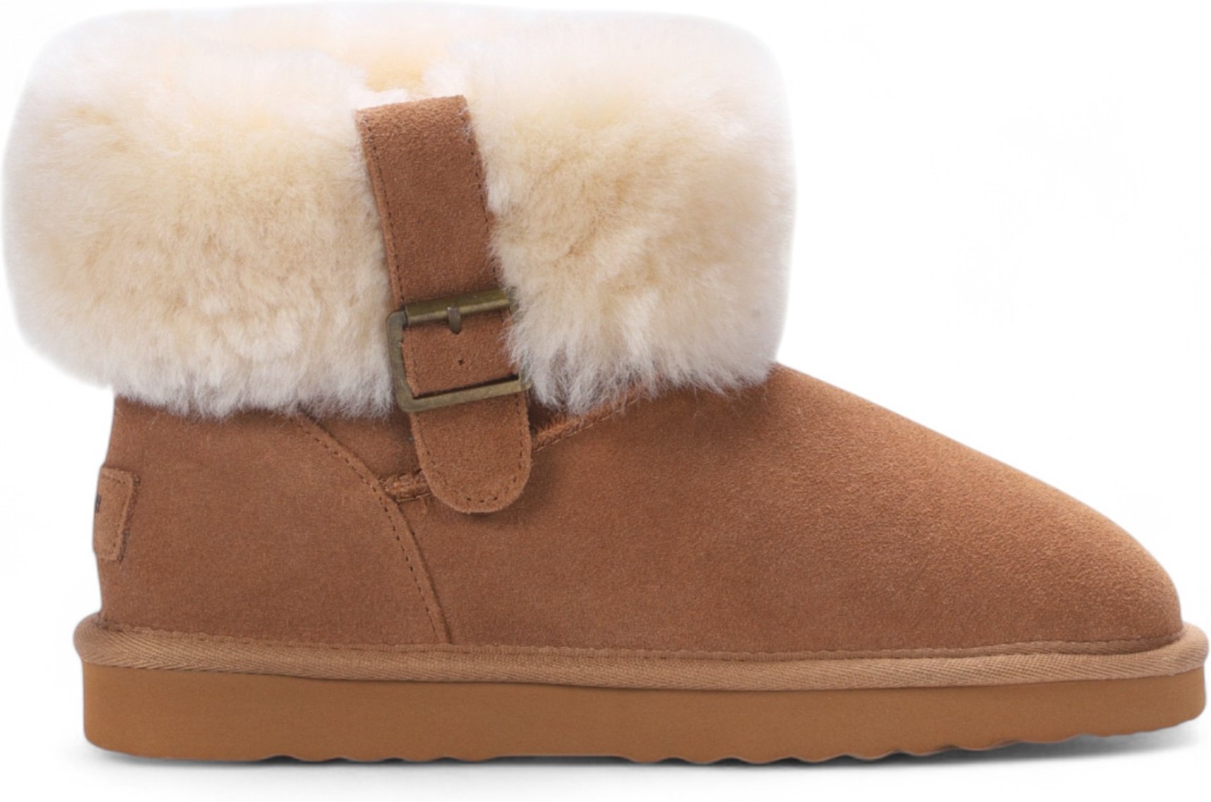 Damen Winterstiefeletten aus echtem Schaffell, hellbraun, Wildleder – Granit