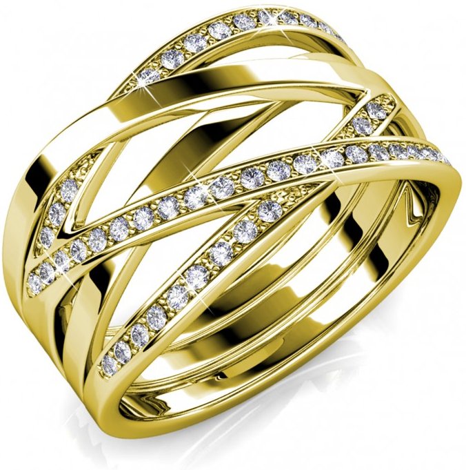 Criss Cross Ring - Gold und Kristall
